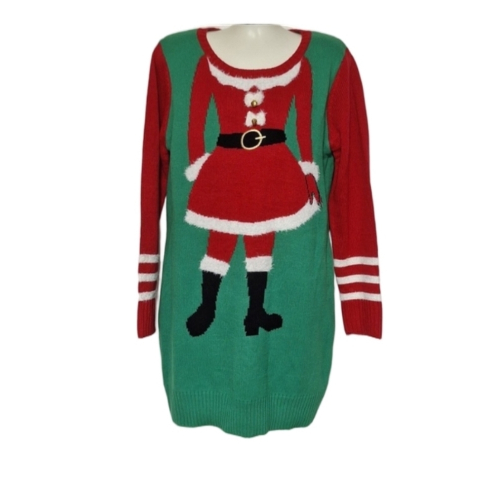 Holiday Christmas Mrs Santa Dress with Gold Bells Size XL NEW